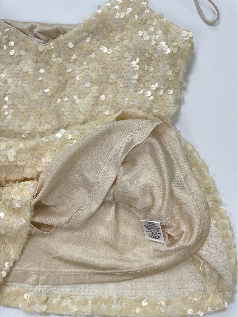 NWT WAYF Sequin Tank Top Cami Womens XS Ivory Cream Sparkle Spaghetti Strap - Picture 5 of 8